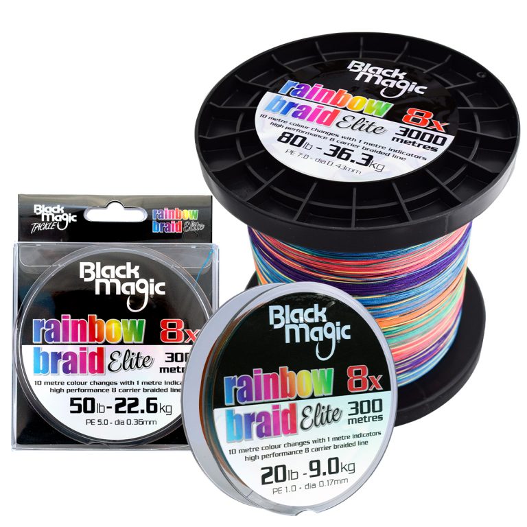 Black Magic Rainbow Braid Elite 50lb - Boat Parts, Boat Accessories, Marine  Supplies Shop - Cater Marine Opua, Bay of Islands